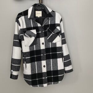 Thread & Supply Black Plaid Shirt Jacket